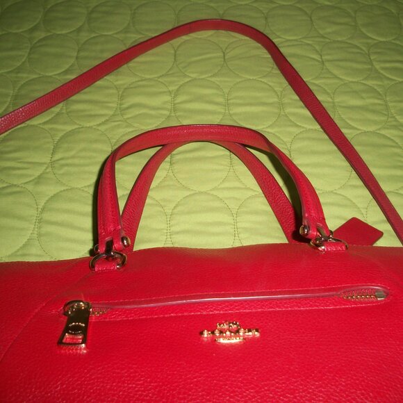 Coach Prairie Red Pebble Leather Satchel/Crossbody Bag with Wallet - Picture 6 of 16
